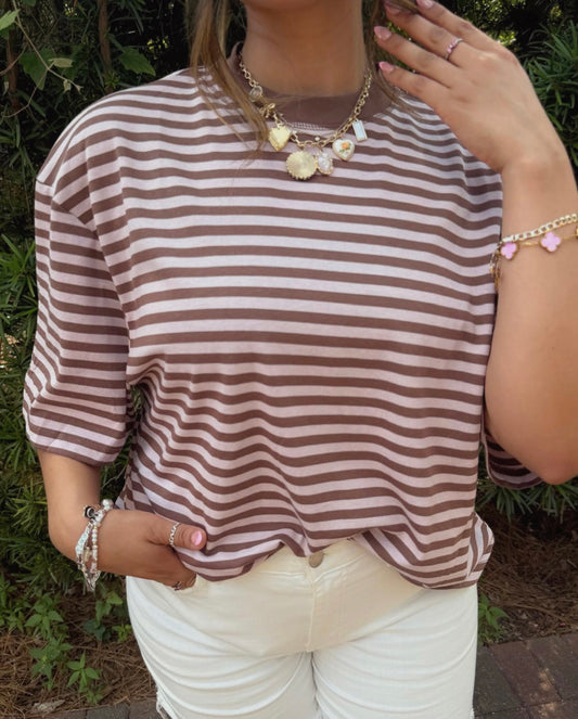 Sweet Horizon Tee ( Pink / Brown )