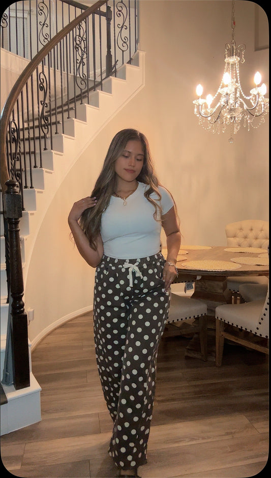Autumn Dot Barrel Pants (Brown)