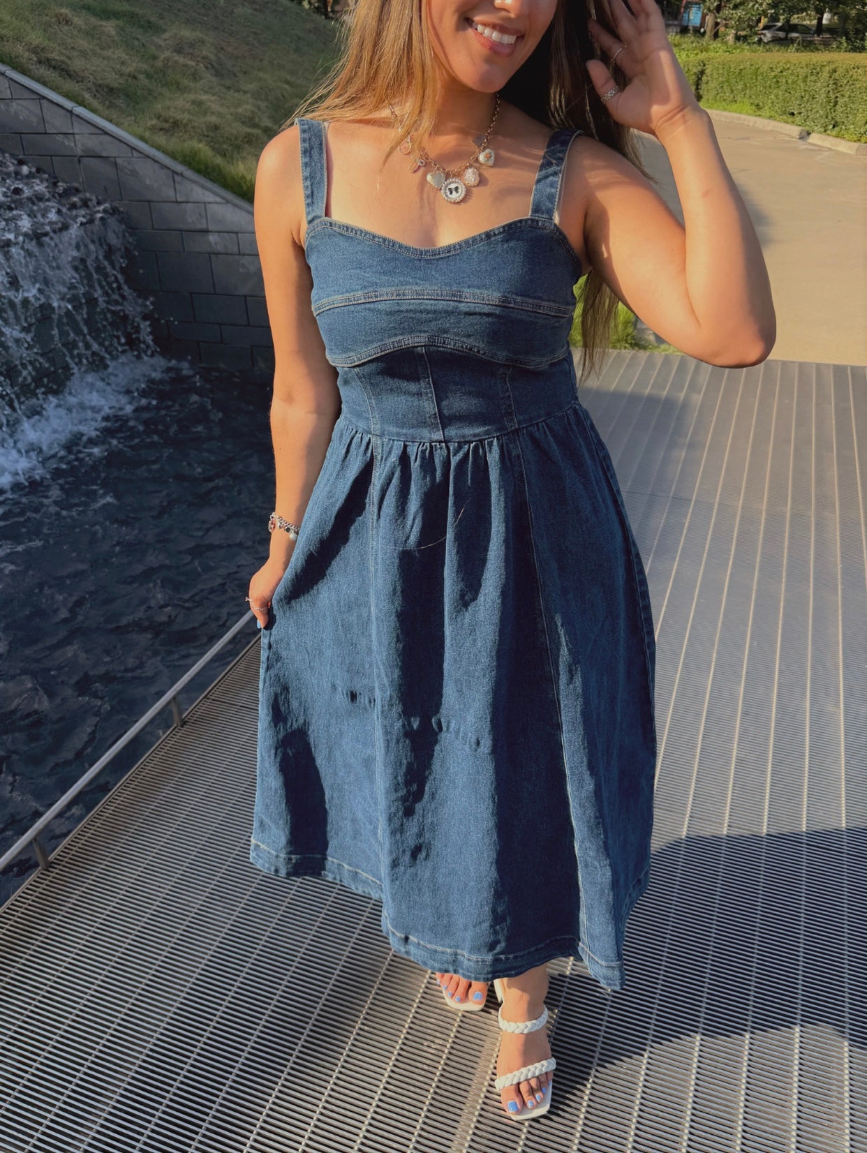 Vintage Muse Denim Midi Dress