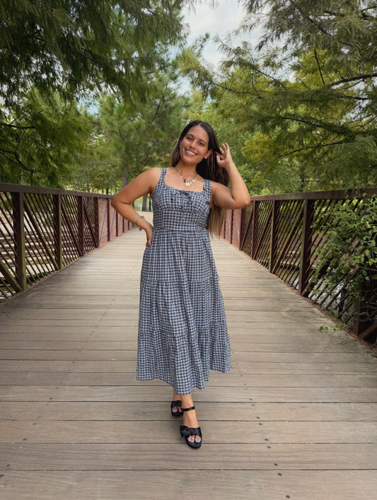 Blue Tiered Bow Dress