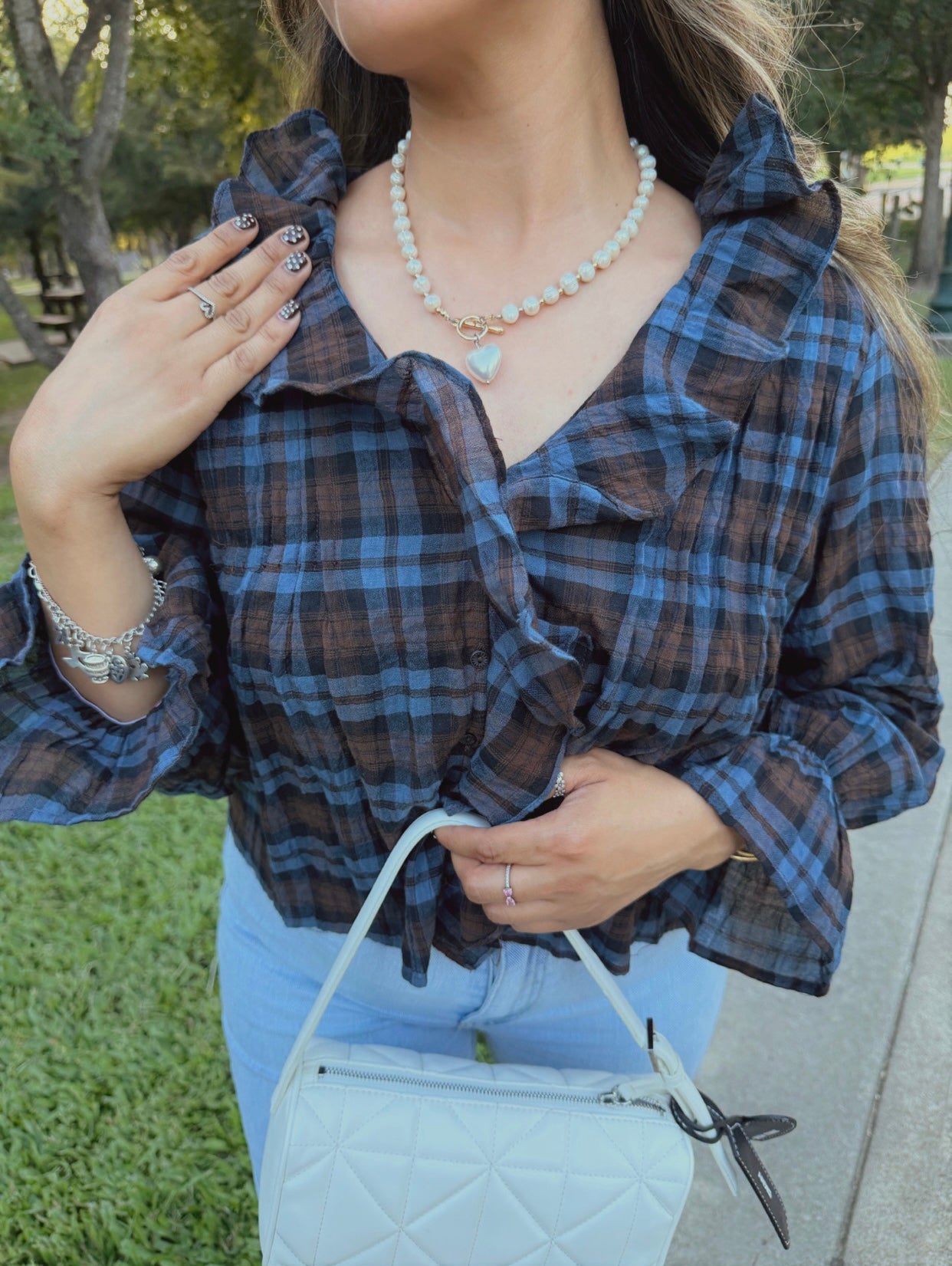 Rosette Ruffled Blouse