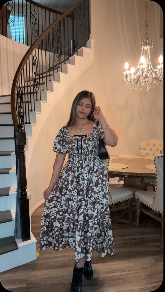 The Mocha Bloom Midi Dress