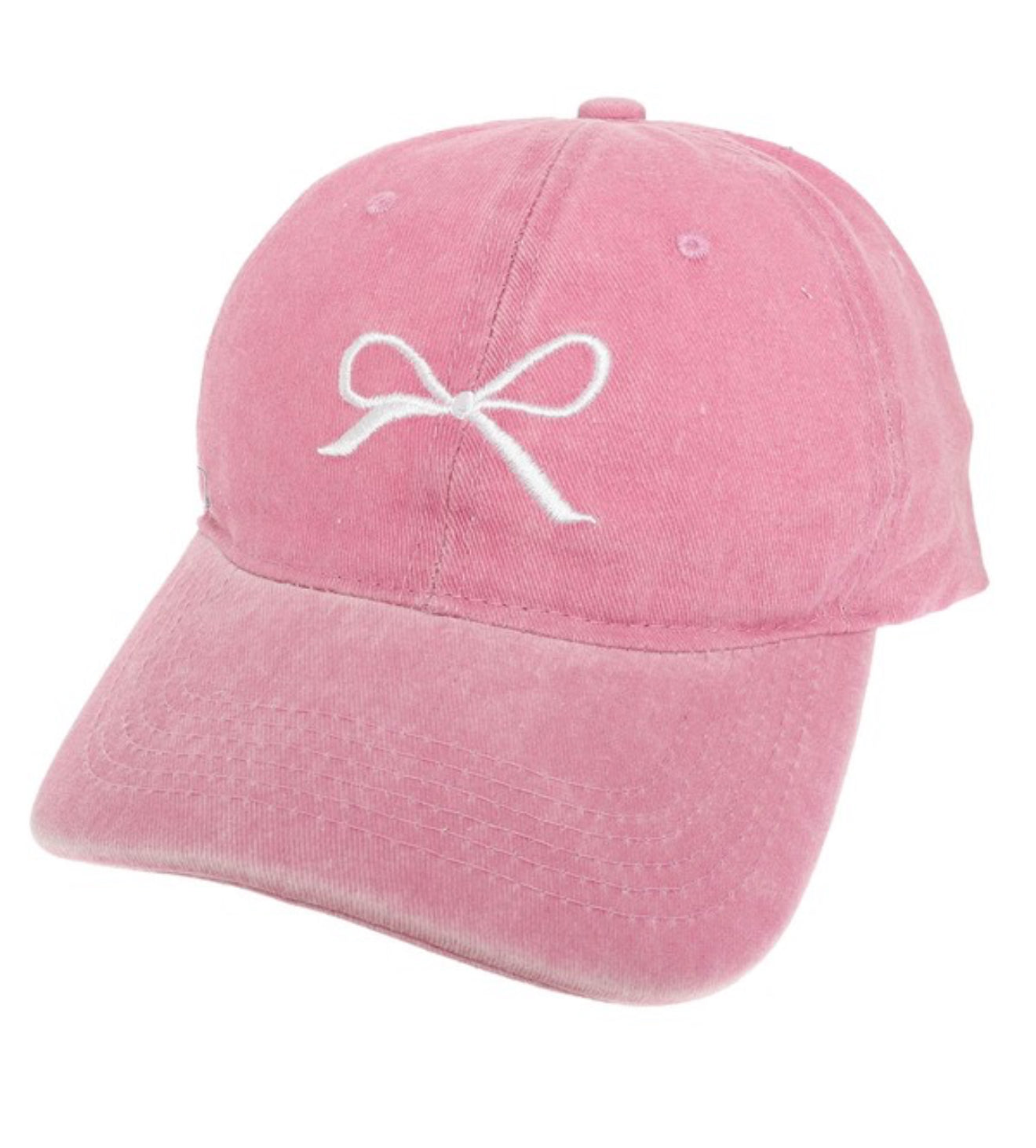 Bow Embroidered Cap (Pink)