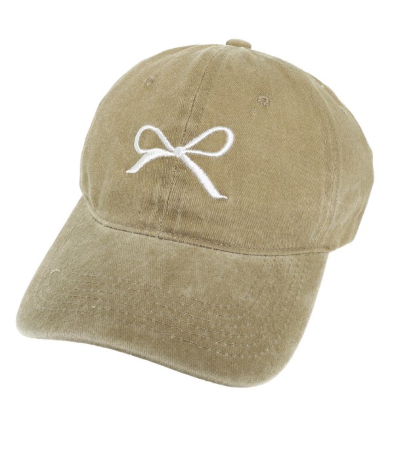 Bow Embroidered Cap (Beige)