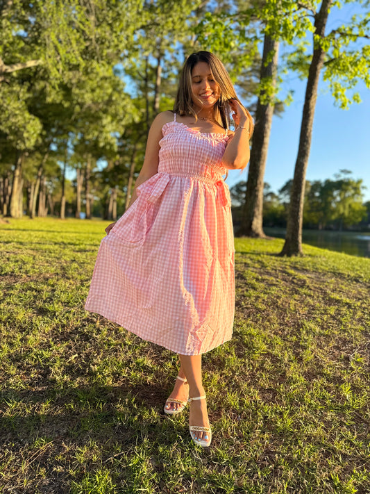 The Garden Party Midi Dress (Baby Pink)