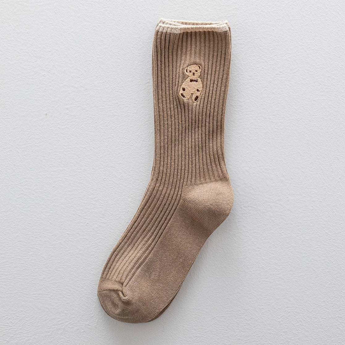 Bear Embroidery Cotton Socks