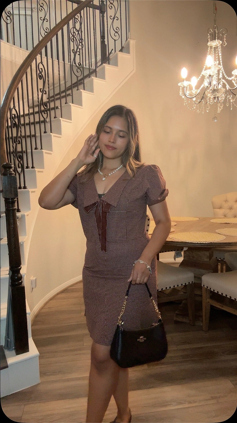 Plunge into Rust Mini Dress