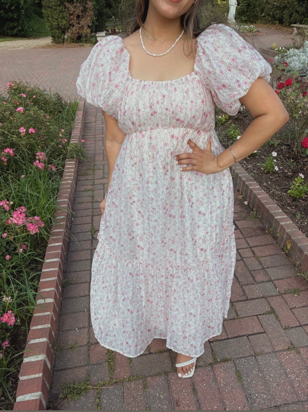 Soft Rose Floral Midi Dress