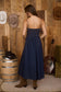 Midnight Corset Denim Midi Dress