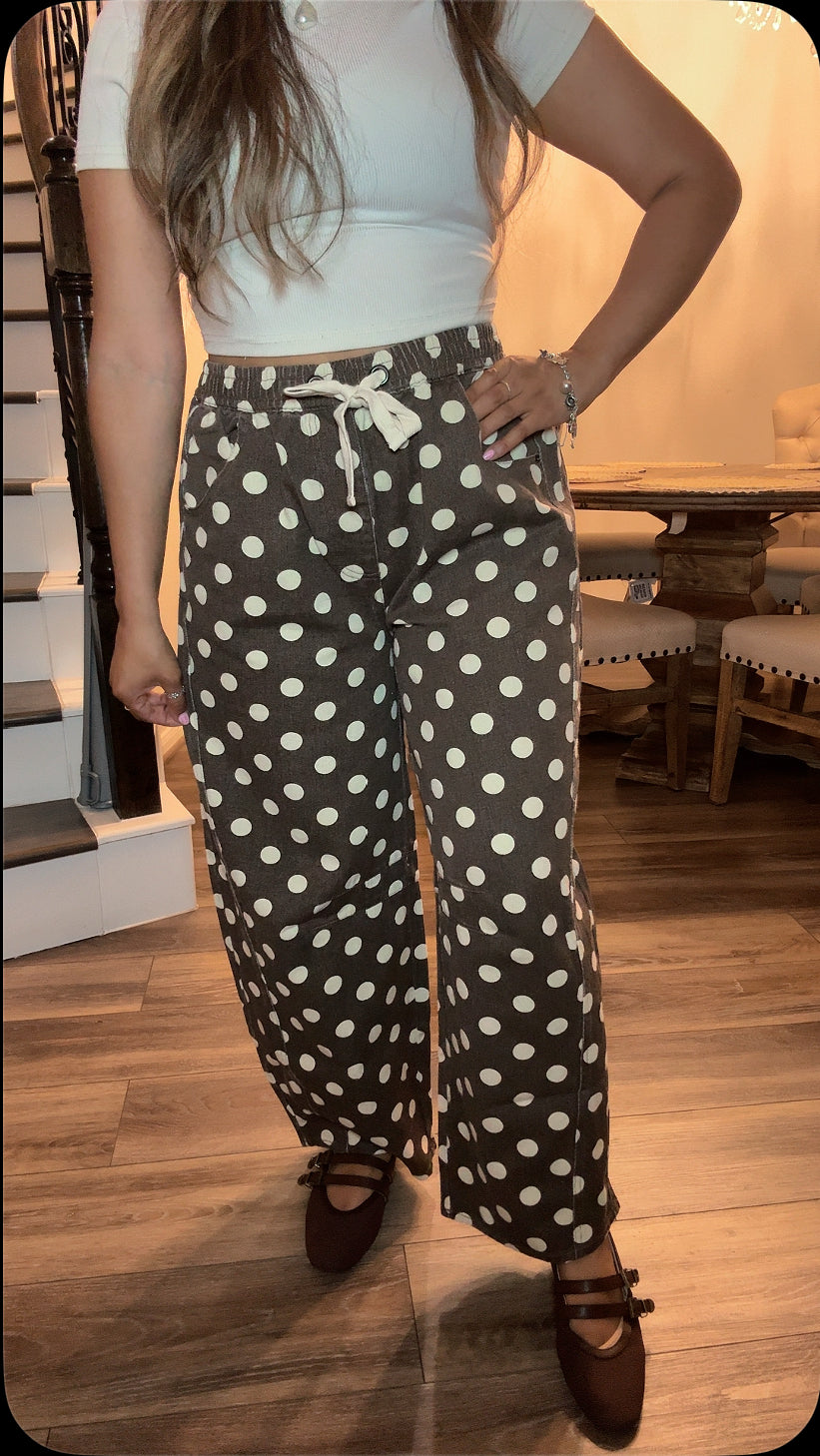 Autumn Dot Barrel Pants (Brown)