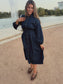 Sweet Gathered Denim Dress