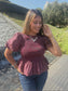 Burgandy Bella Peplum Top