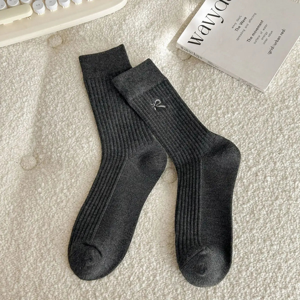 Bow Embroidered Socks