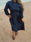Sweet Gathered Denim Dress