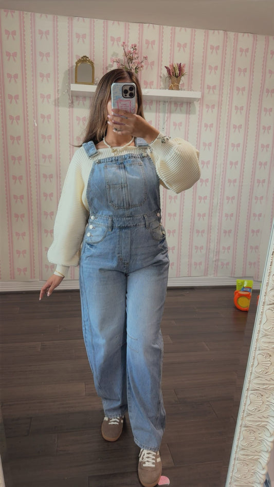 The Darling Denim Barrel Overall