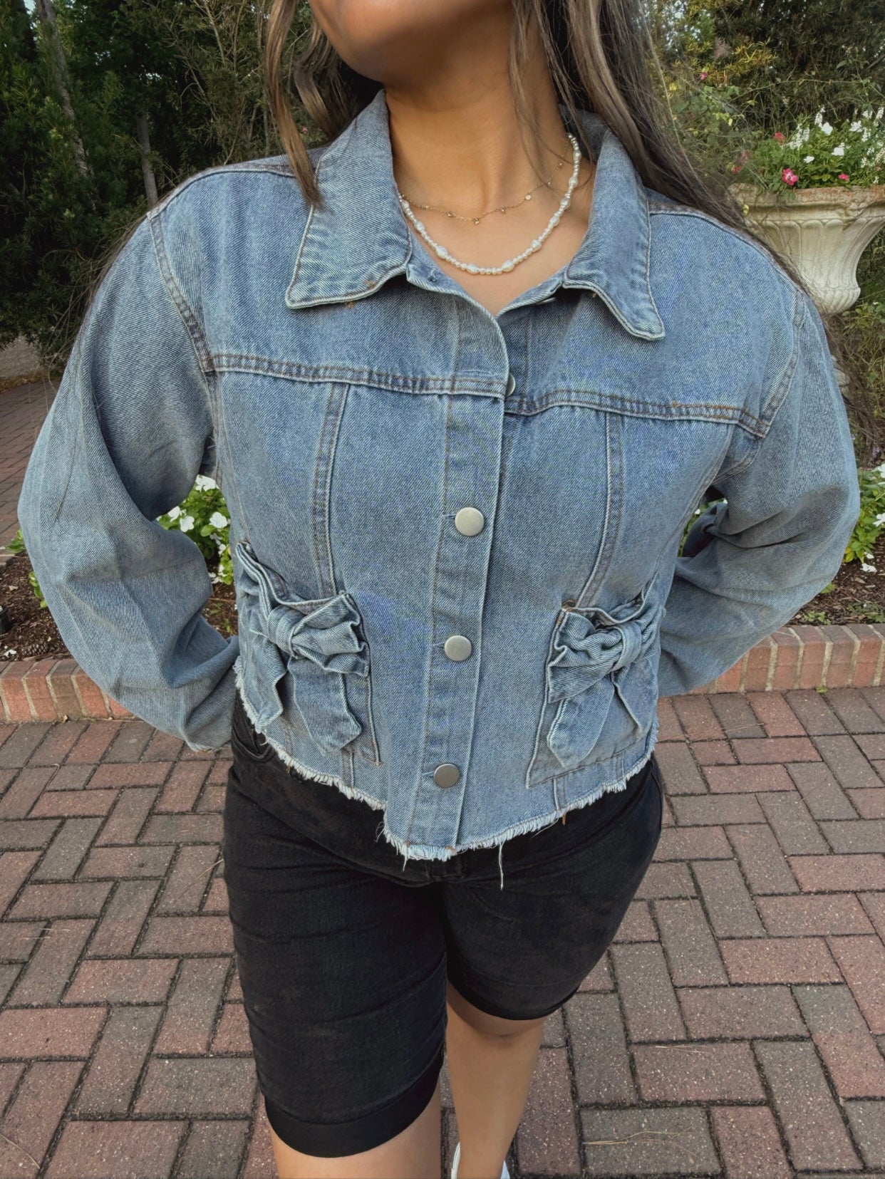 Blue Bow Denim Jacket