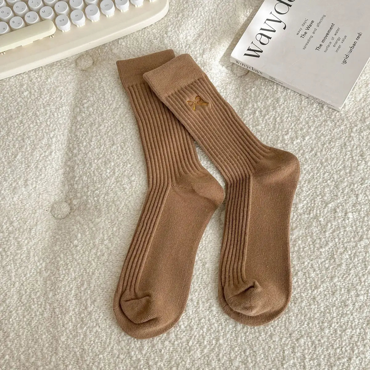 Bow Embroidered Socks