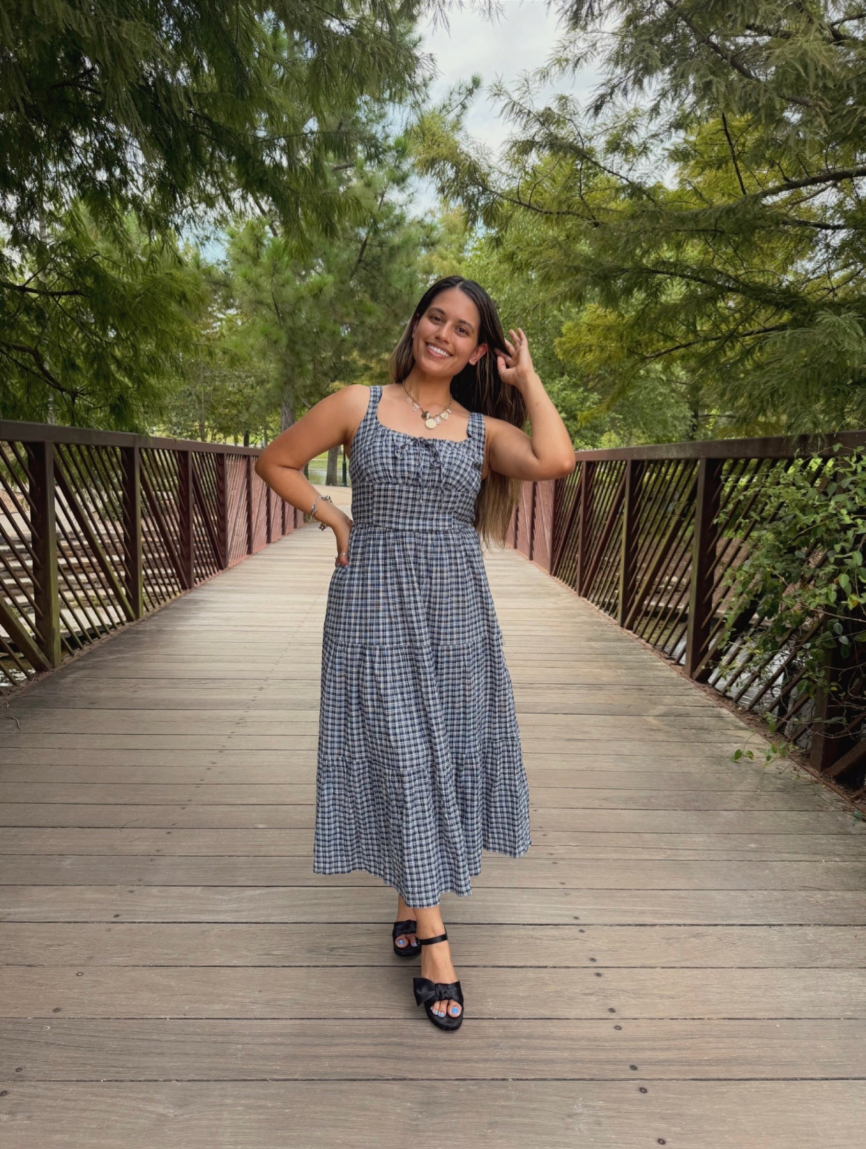 Blue Tiered Bow Dress