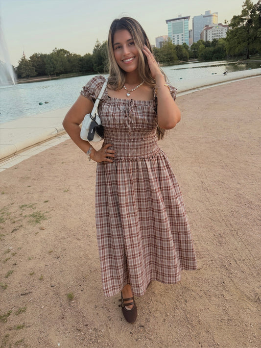 Autumn Dream Ruffle Midi Dress (Burgandy)