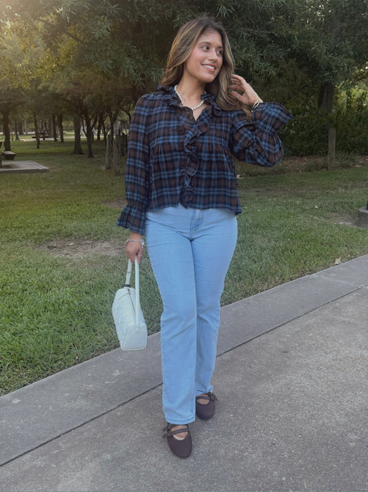 Rosette Ruffled Blouse