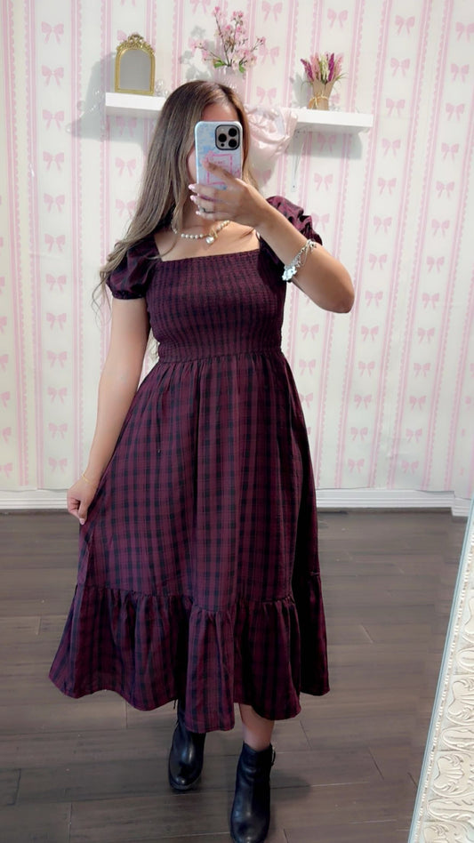 Burgandy Belle Midi Dress