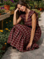 Fireside Flutter Midi Dress (Burgandy)