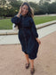 Sweet Gathered Denim Dress