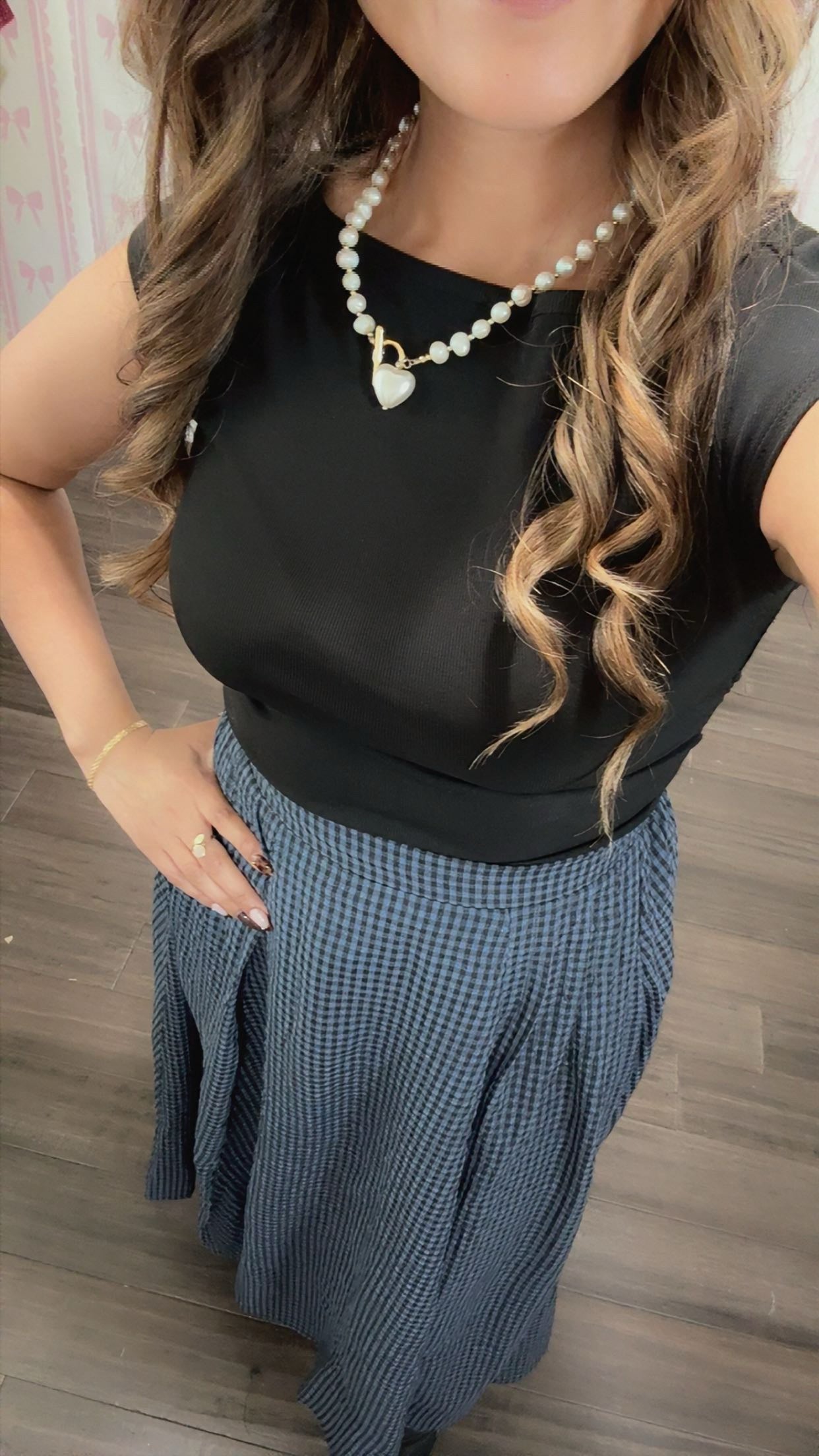 Midnight Gingham Skirt Navy/BLK