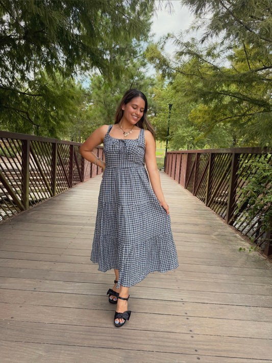 Blue Tiered Bow Dress