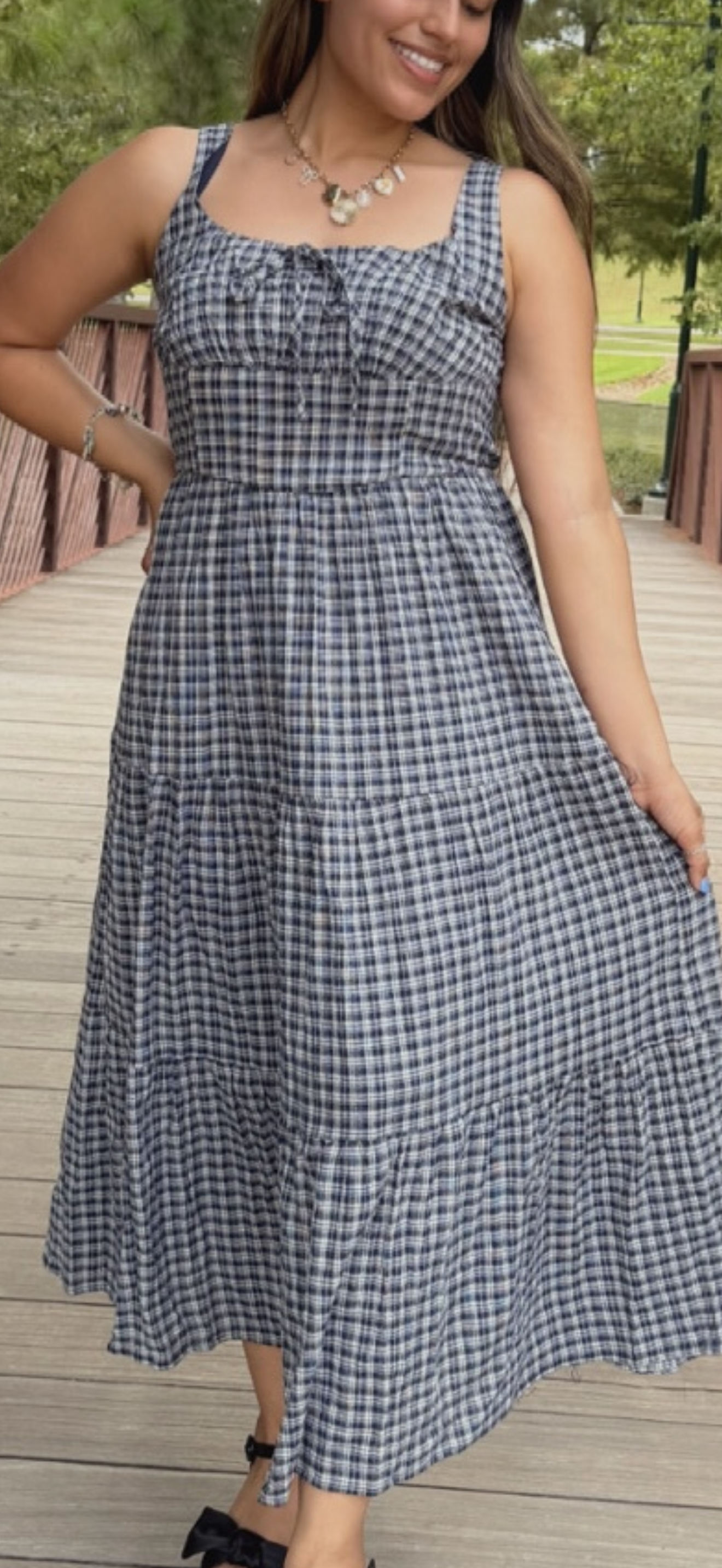 Blue Tiered Bow Dress