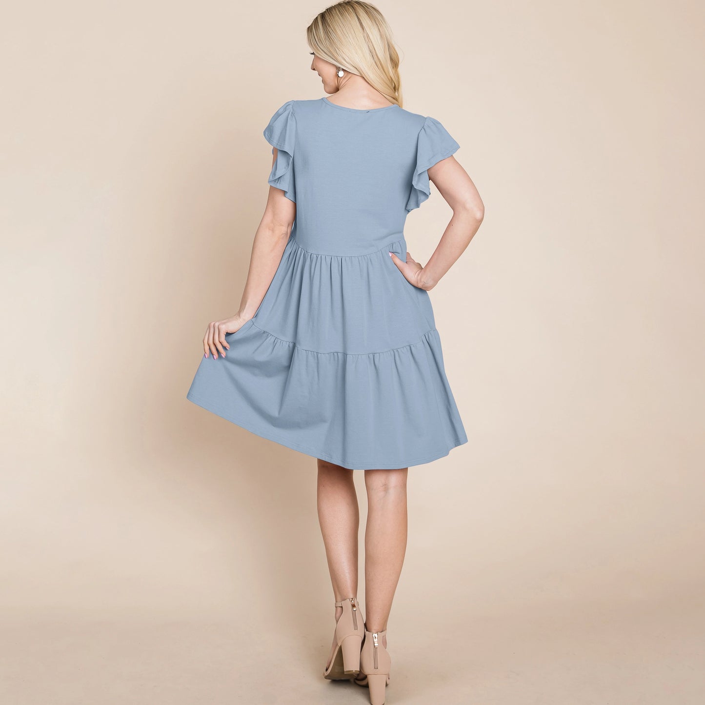 Lovely Short Sleeve Dress (Blue)