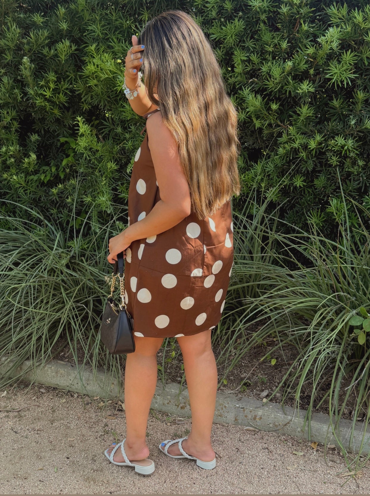 Warm Walnut Polka Dress Brown/ Cream