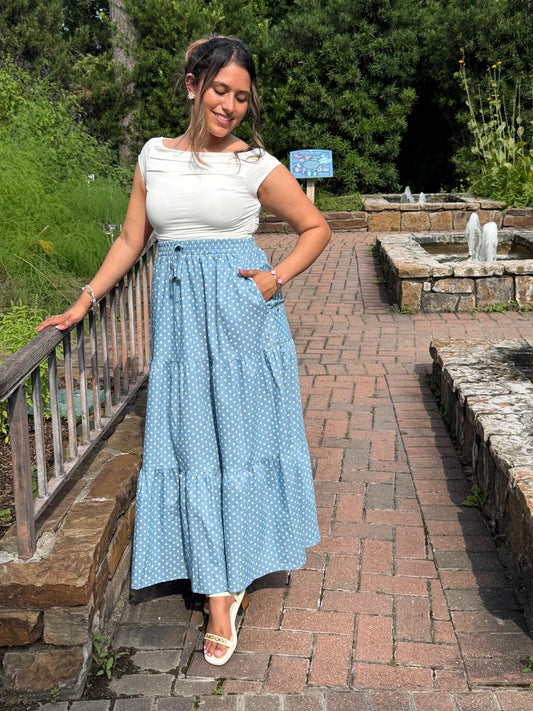 Dotty Ocean Maxi Skirt