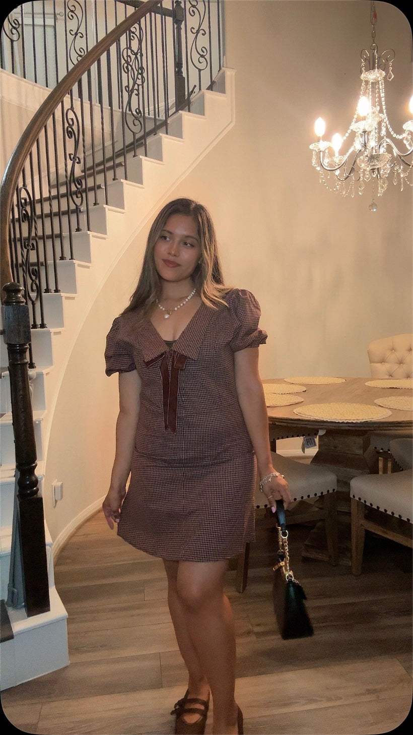 Plunge into Rust Mini Dress