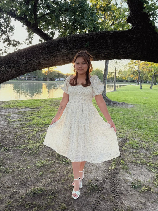 Vanilla Blossom Midi Dress