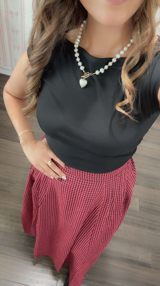 Cranberry Check Skirt DK/BLK