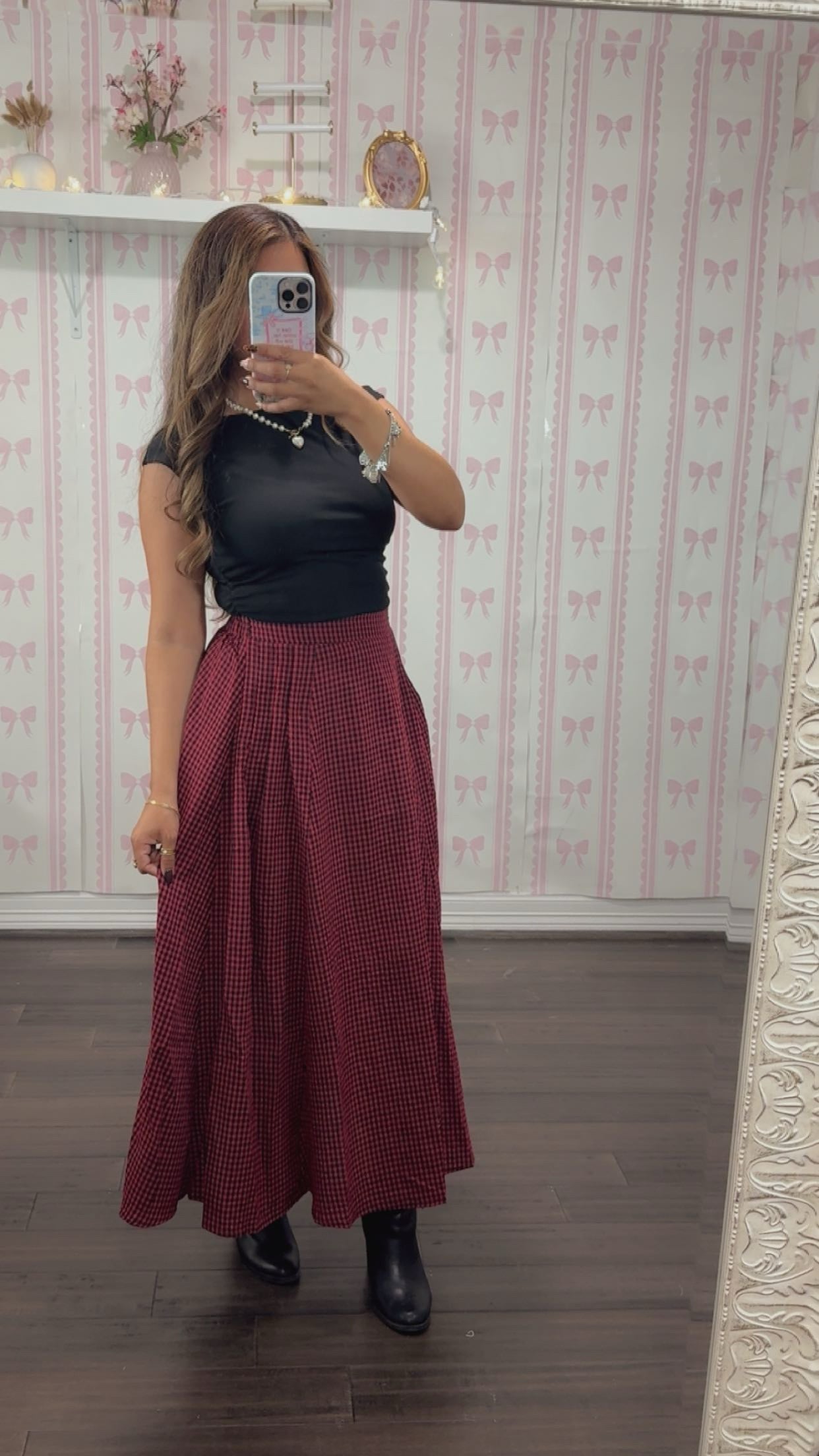 Cranberry Check Skirt DK/BLK
