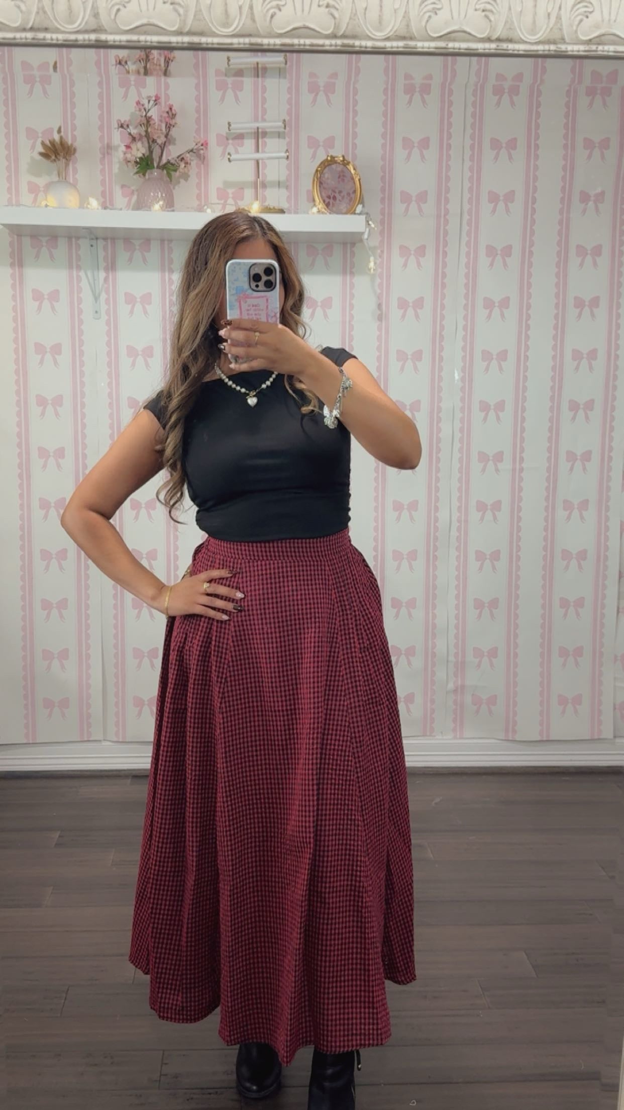 Cranberry Check Skirt DK/BLK