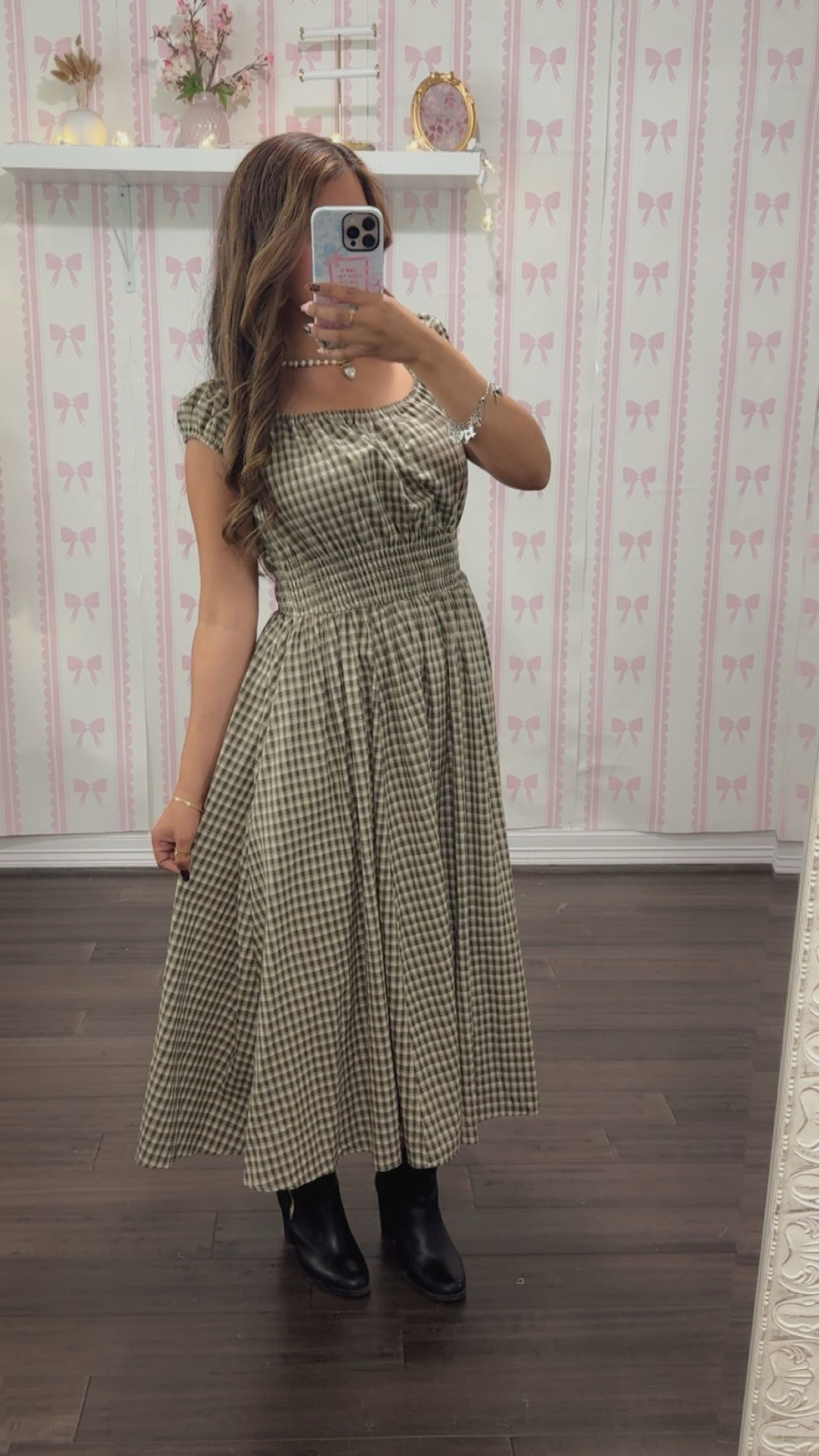 Autumn Grace Midi Dress - Olive