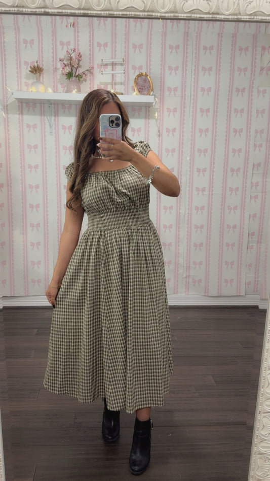 Autumn Grace Midi Dress - Olive