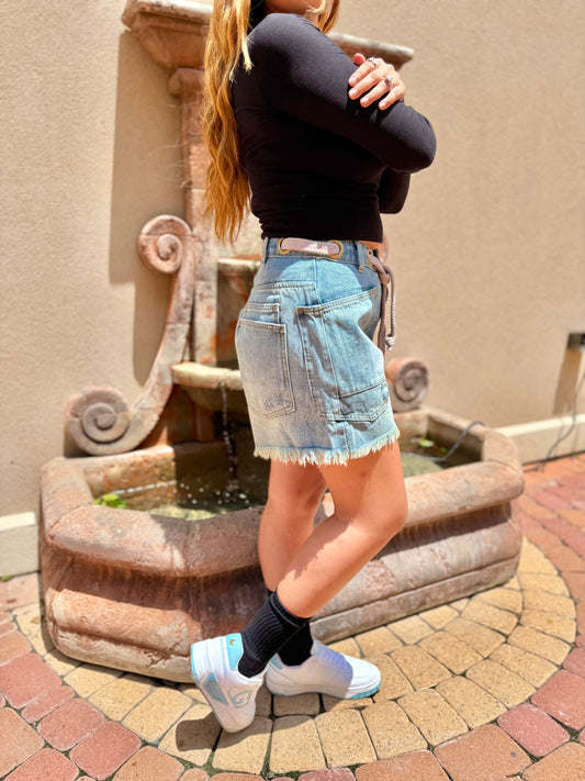 Sweet Lavender Denim Shorts