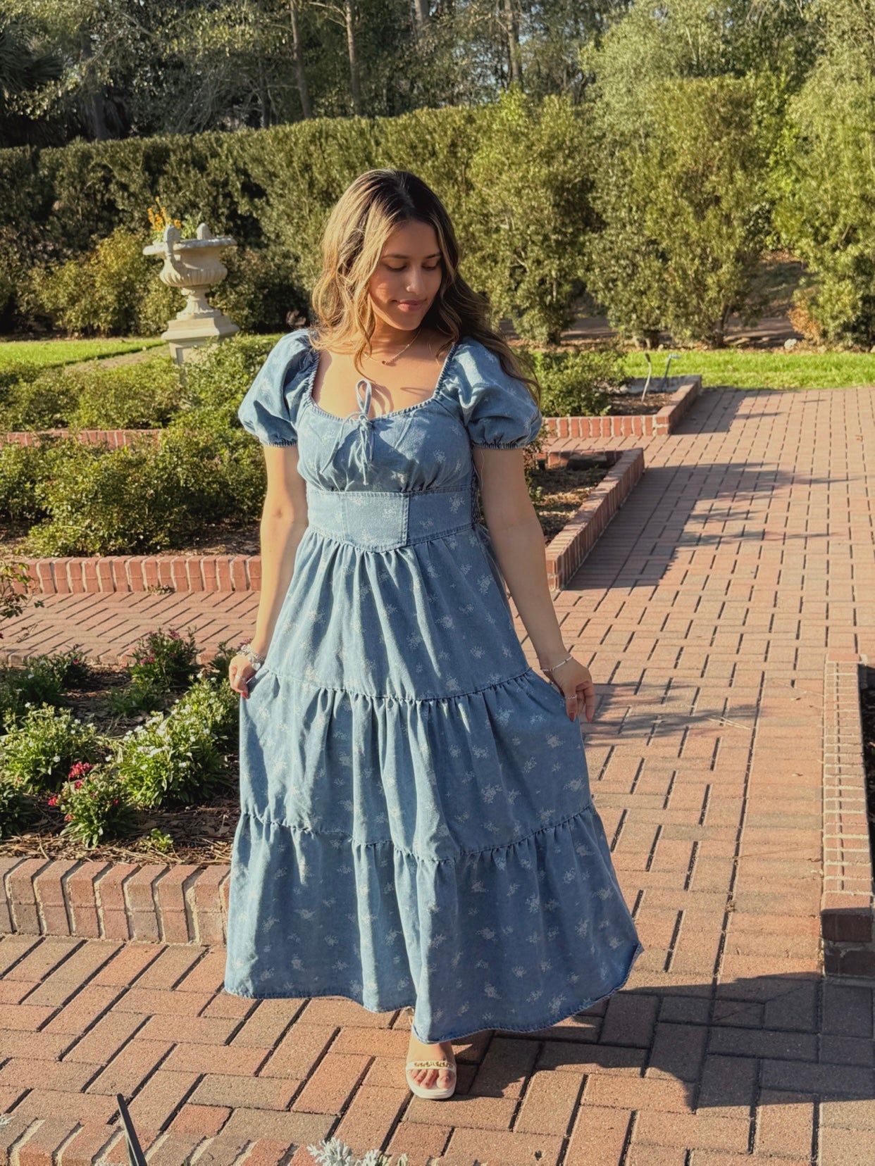 Ditsy Daisy Denim Midi Dress (RESTOCK)