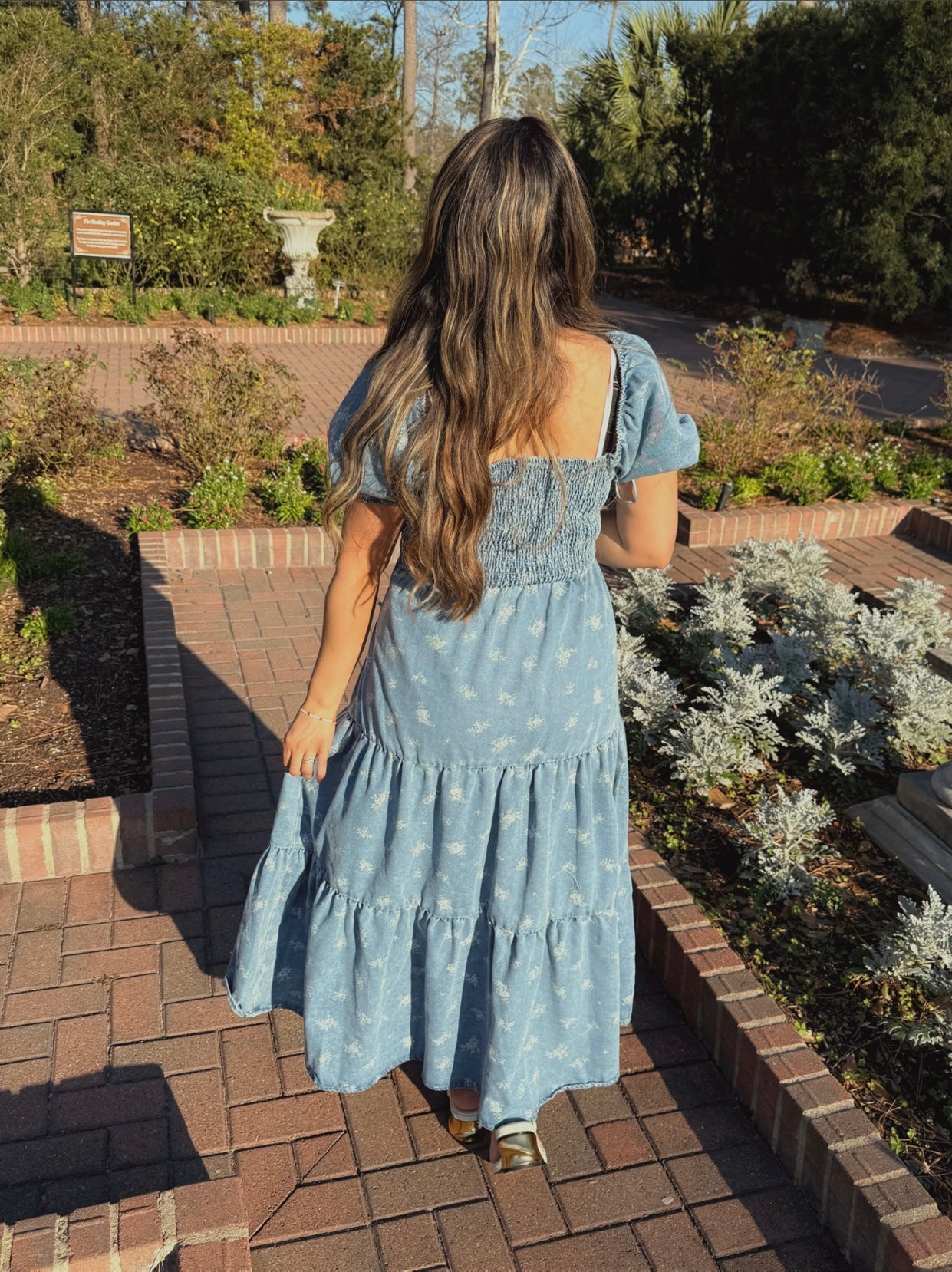 Ditsy Daisy Denim Midi Dress (RESTOCK)