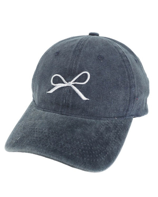 Bow Embroidered Cap (Navy)