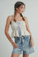 Sweet Blue Floral Ruffle Top