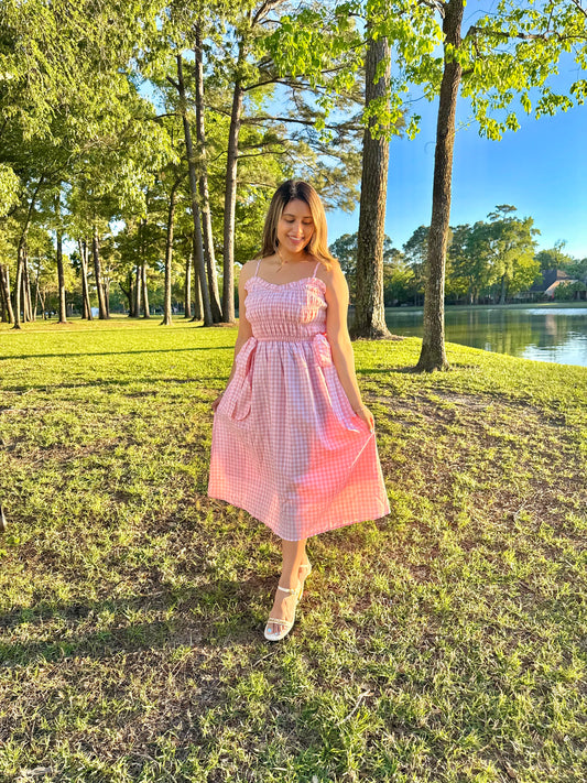 The Garden Party Midi Dress (Baby Pink)