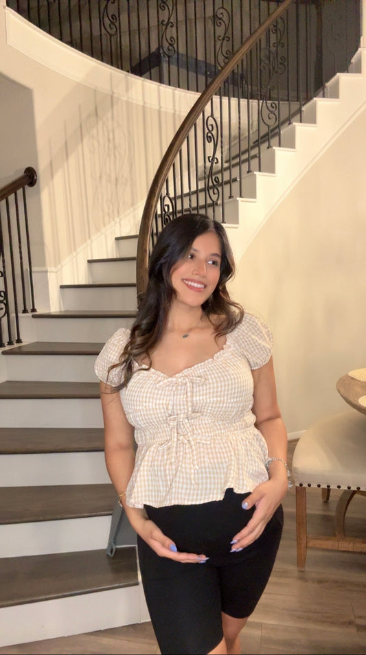 Sunny Gingham Bow Top