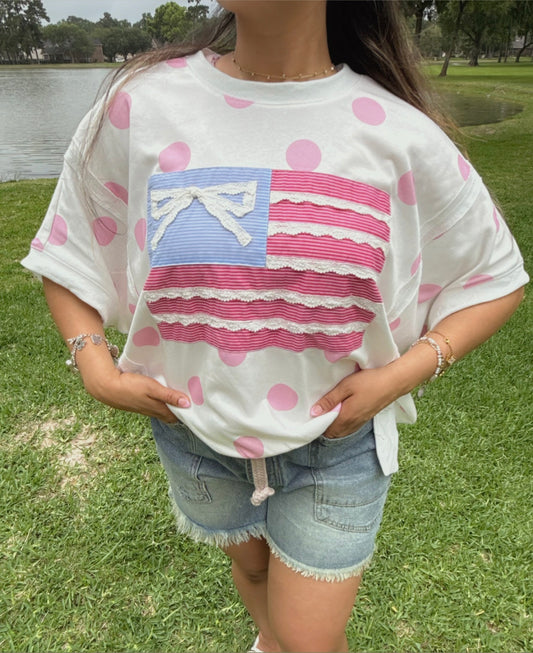 Liberty and Pink Polka Top (Pre Order)