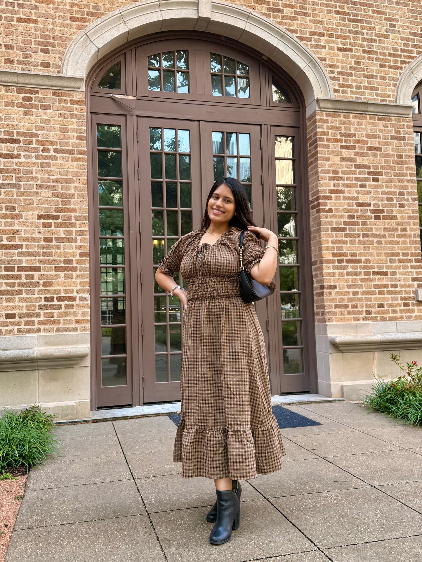 Mocha Smocked Midi Dress