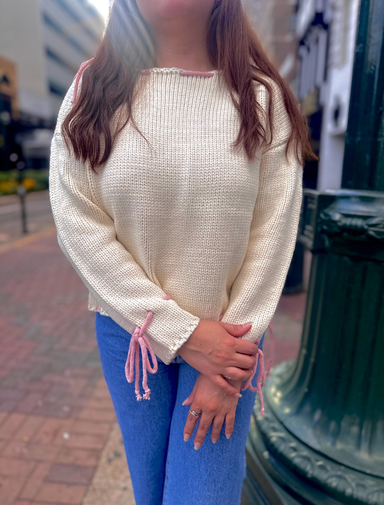 Girly Stitching Bow Sweater